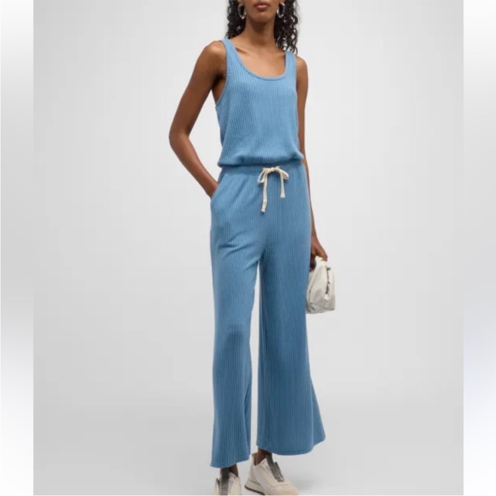 Spiritual Gangster Sky Blue Ribbed Jumpsuit